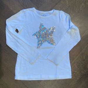 Crewcuts collectible white girl sz10 lenticular sequin star white long sleeve T